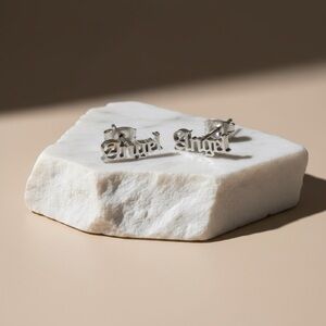 Angel Script Stud Earrings Stainless Steel Gift Boxed
